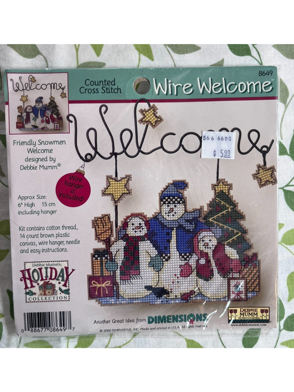 Dimensions Snowmen Welcome Ornament Cross Stitch Debbie Mumm vintage 2000 Y2K